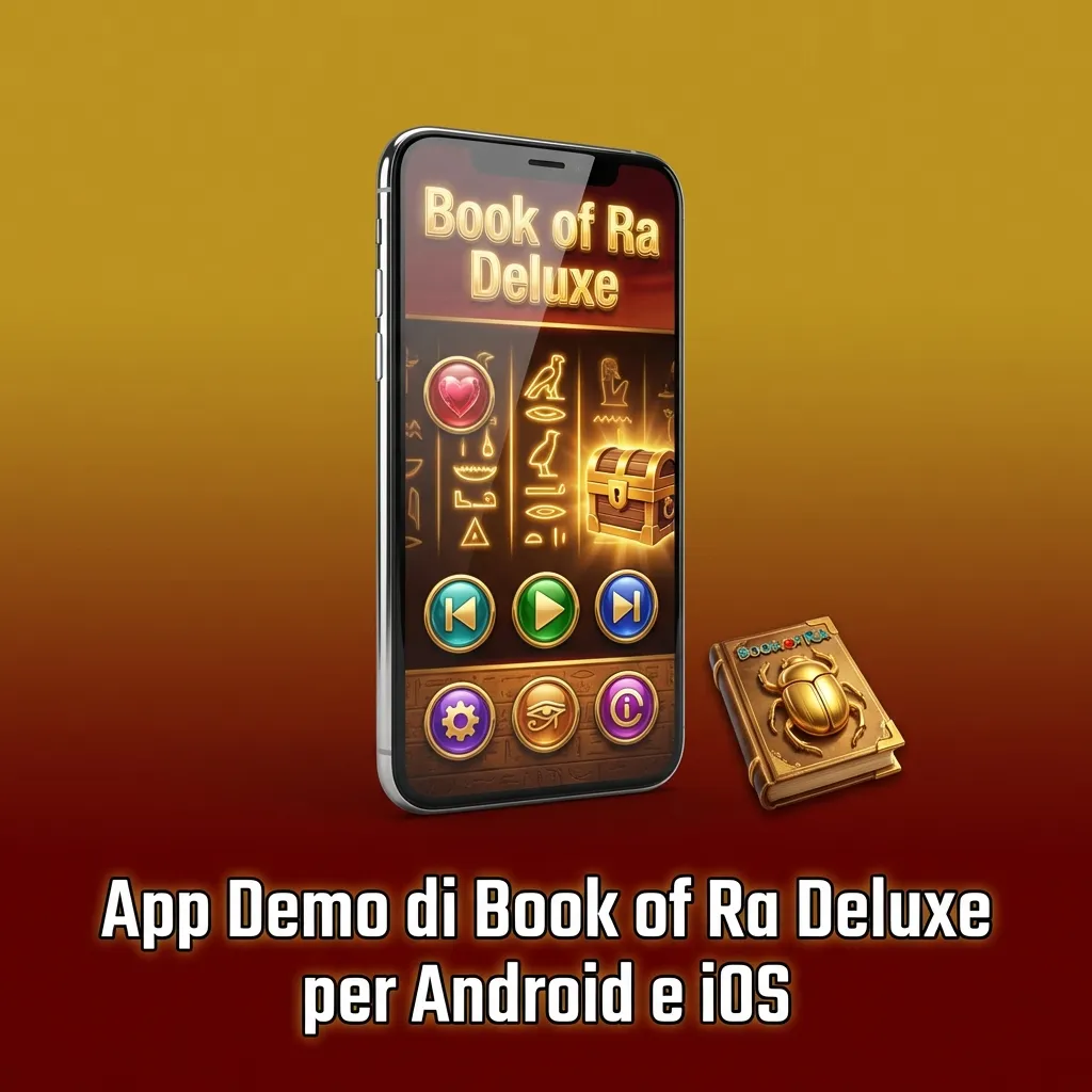 Book of Ra Deluxe demo app interface on mobile showing Egyptian-themed slot game with touch-optimized controls