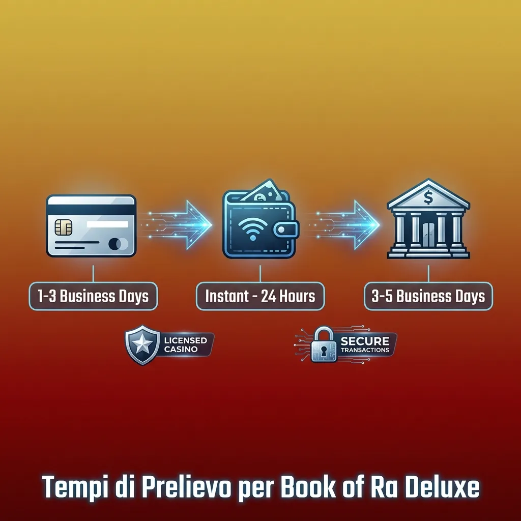 Book of Ra Deluxe withdrawal times comparison showing e-wallets, cards, and bank transfer processing durations